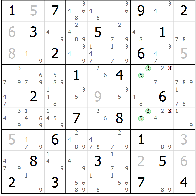 Position des candidats pour la solution de la Gr 22 page 25 du magazine de sudoku Maestro n° 102