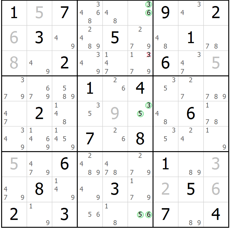 Position des candidats pour la solution de la Gr 22 page 25 du magazine de sudoku Maestro n° 102
