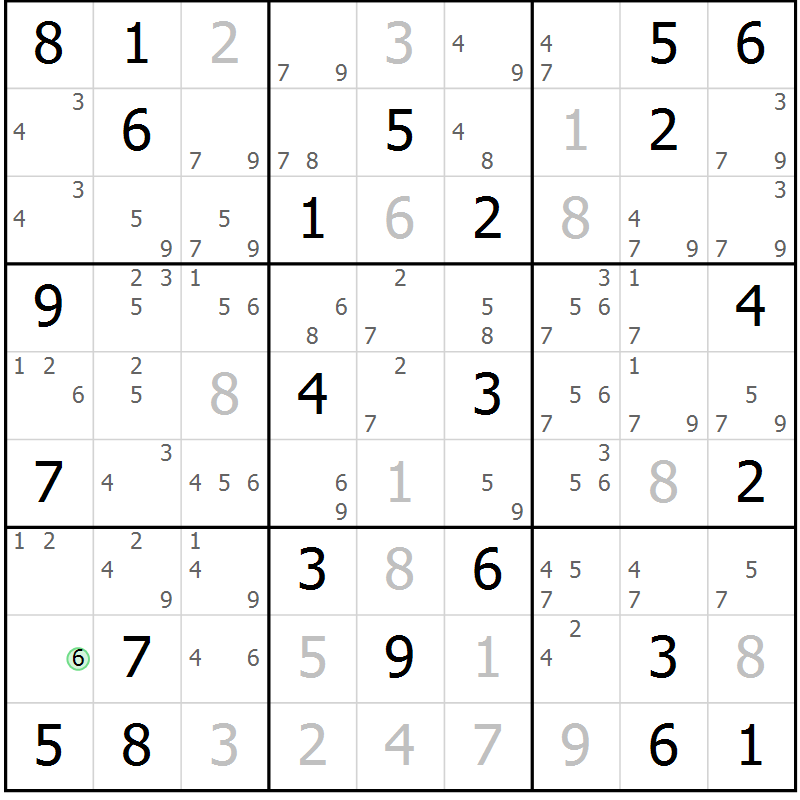 Position des candidats pour la solution de la Gr 23 page 26 du magazine de sudoku Maestro n° 102