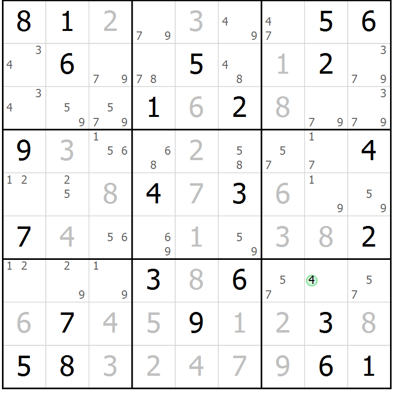 Position des candidats pour la solution de la Gr 23 page 26 du magazine de sudoku Maestro n° 102