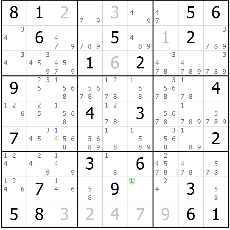 Position des candidats pour la solution de la Gr 23 page 26 du magazine de sudoku Maestro n° 102