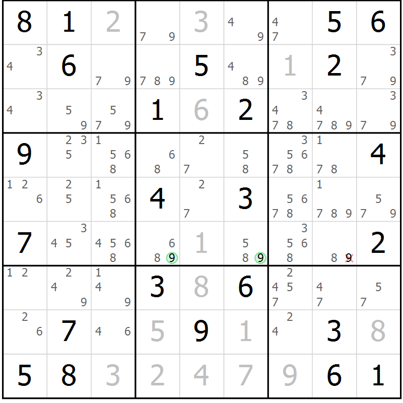 Position des candidats pour la solution de la Gr 23 page 26 du magazine de sudoku Maestro n° 102