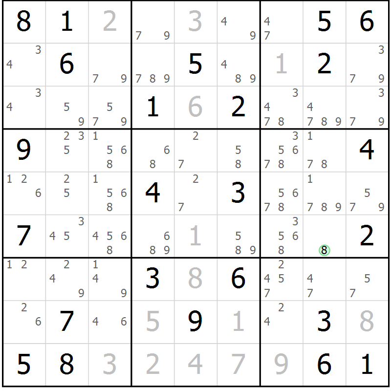 Position des candidats pour la solution de la Gr 23 page 26 du magazine de sudoku Maestro n° 102