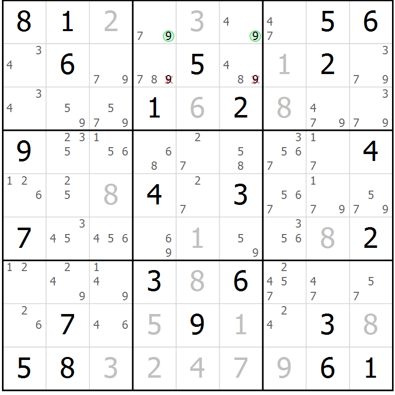 Position des candidats pour la solution de la Gr 23 page 26 du magazine de sudoku Maestro n° 102