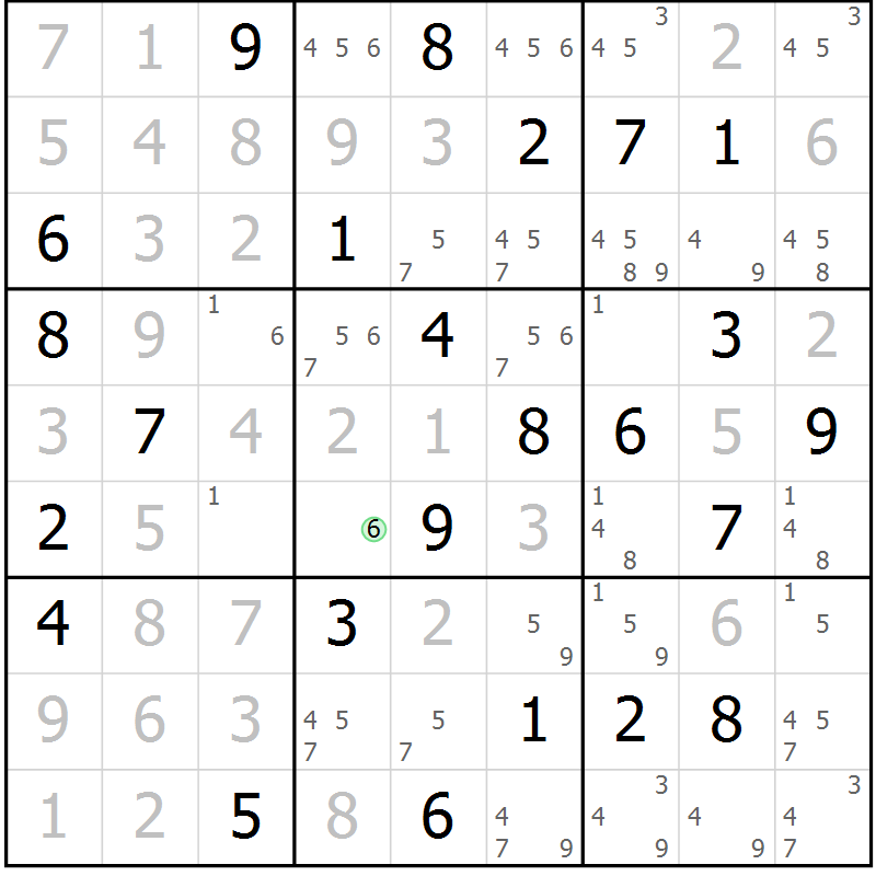 Position des candidats pour la solution de la Gr 24 page 27 du magazine de sudoku Maestro n° 102