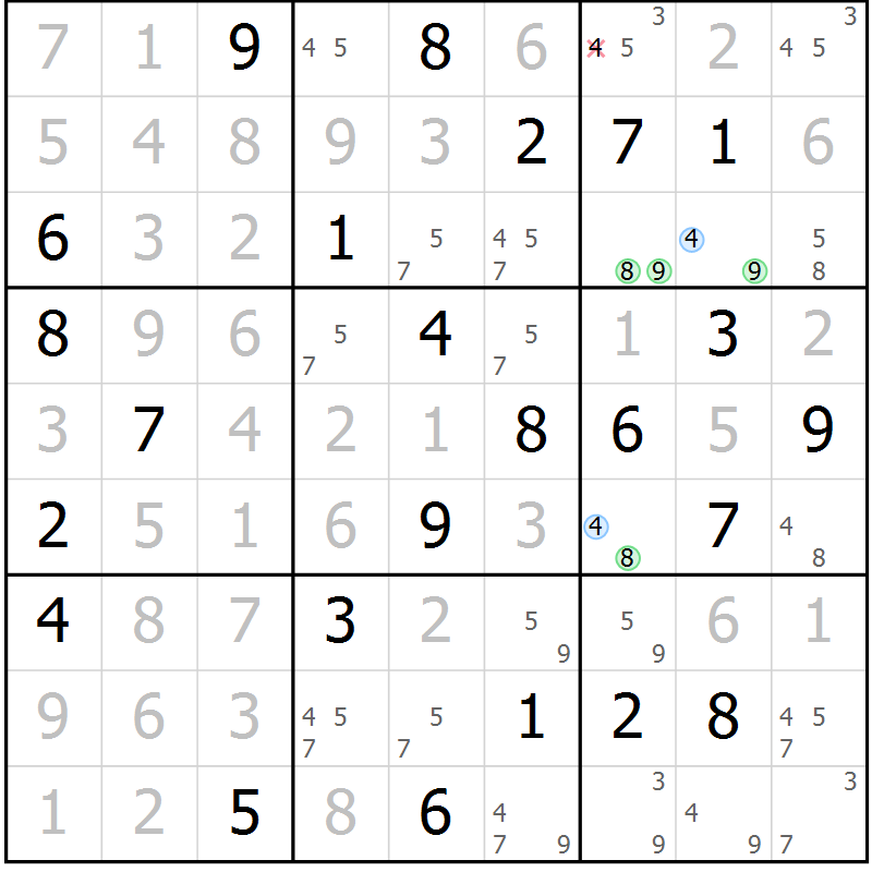 Position des candidats pour la solution de la Gr 24 page 27 du magazine de sudoku Maestro n° 102
