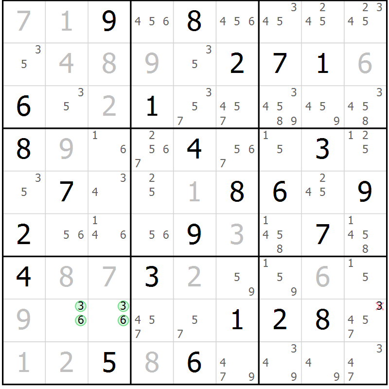Position des candidats pour la solution de la Gr 24 page 27 du magazine de sudoku Maestro n° 102