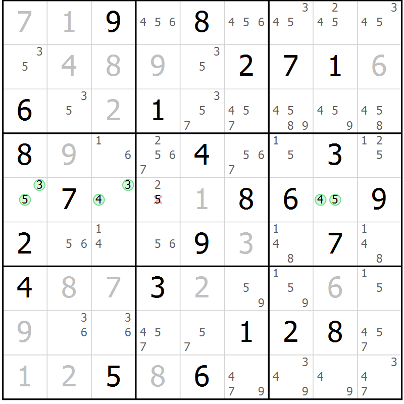 Position des candidats pour la solution de la Gr 24 page 27 du magazine de sudoku Maestro n° 102