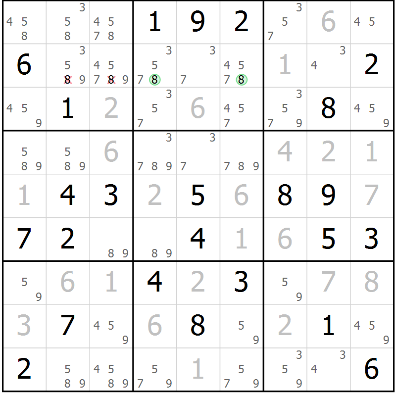 Position des candidats pour la solution de la Gr 25 page 28 du magazine de sudoku Maestro n° 102
