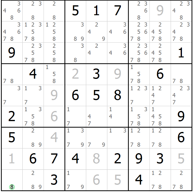 Position des candidats pour la solution de la Gr 26 page 29 du magazine de sudoku Maestro n° 102