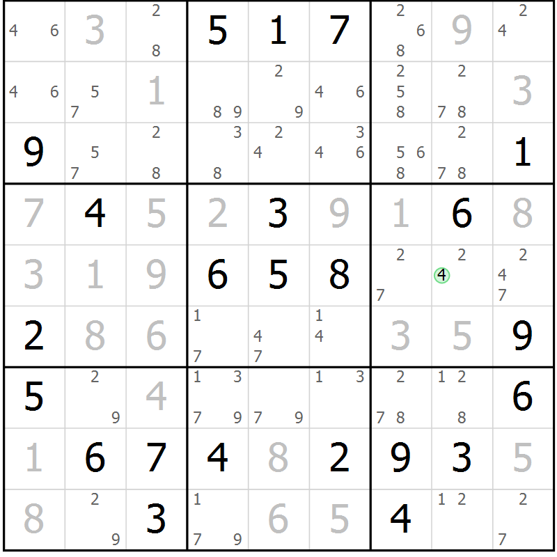 Position des candidats pour la solution de la Gr 26 page 29 du magazine de sudoku Maestro n° 102