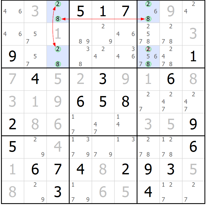 Position des candidats pour la solution de la Gr 26 page 29 du magazine de sudoku Maestro n° 102