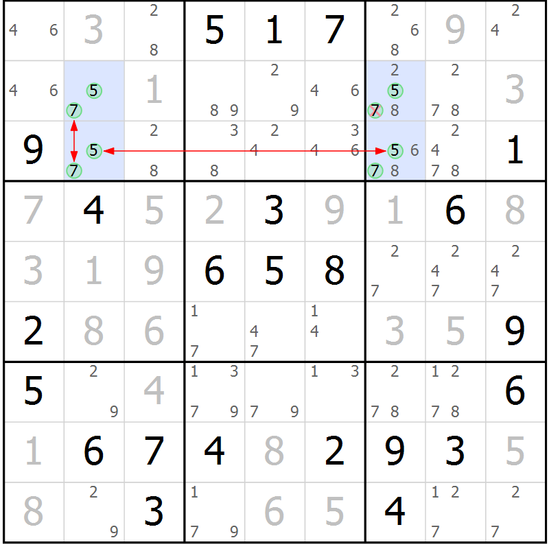 Position des candidats pour la solution de la Gr 26 page 29 du magazine de sudoku Maestro n° 102