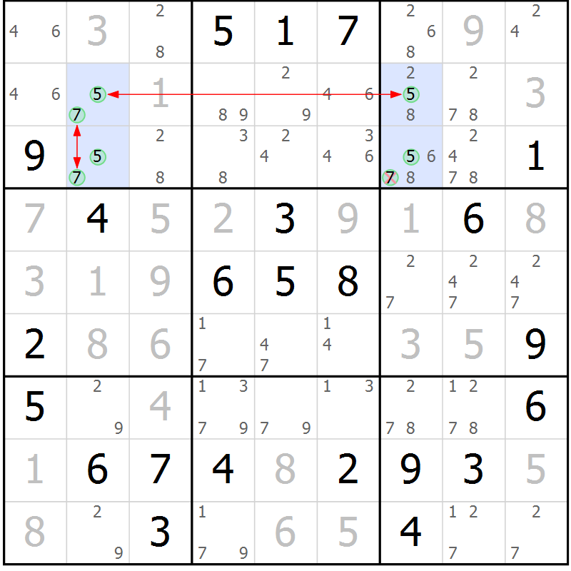 Position des candidats pour la solution de la Gr 26 page 29 du magazine de sudoku Maestro n° 102