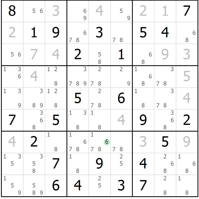 Position des candidats pour la solution de la Gr 27 page 30 du magazine de sudoku Maestro n° 102
