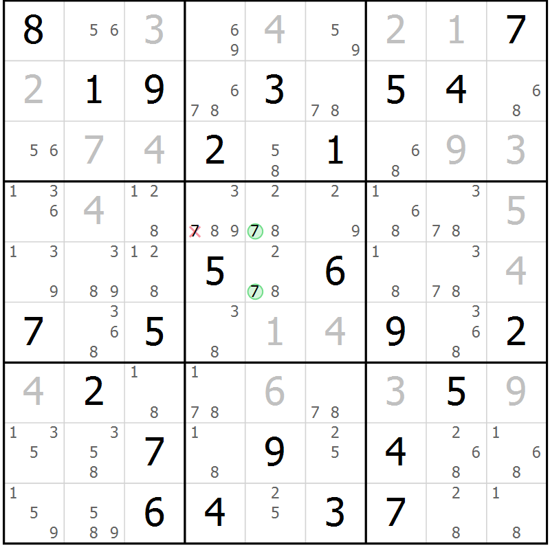 Position des candidats pour la solution de la Gr 27 page 30 du magazine de sudoku Maestro n° 102