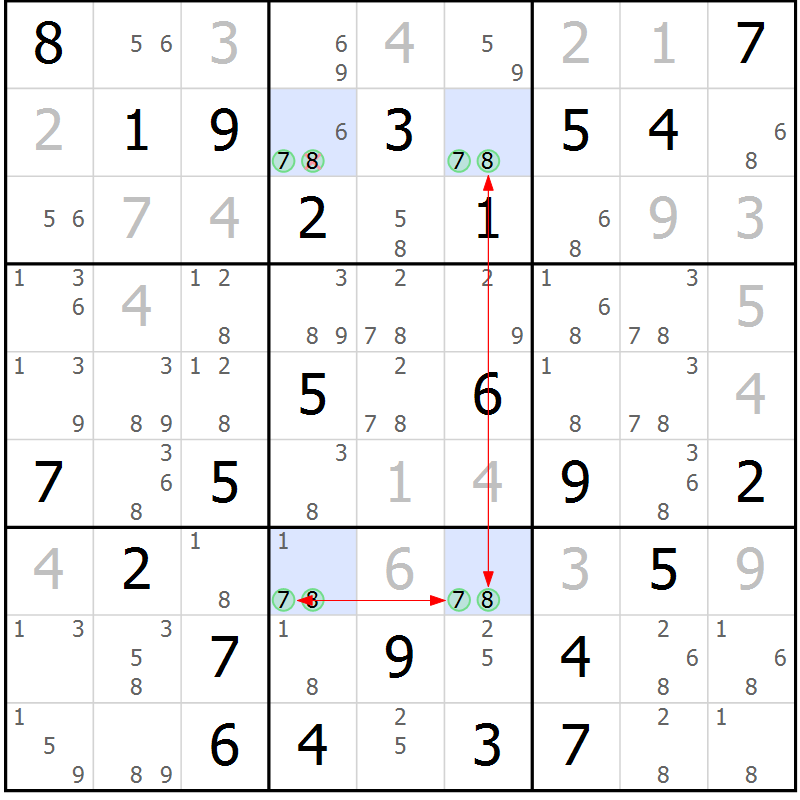 Position des candidats pour la solution de la Gr 27 page 30 du magazine de sudoku Maestro n° 102