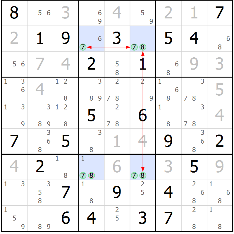 Position des candidats pour la solution de la Gr 27 page 30 du magazine de sudoku Maestro n° 102