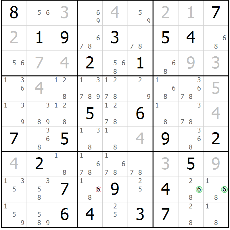 Position des candidats pour la solution de la Gr 27 page 30 du magazine de sudoku Maestro n° 102