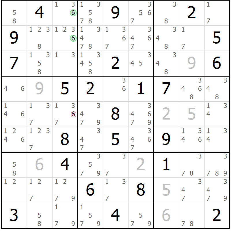 Position des candidats pour la solution de la Gr 29 page 32 du magazine de sudoku Maestro n° 102