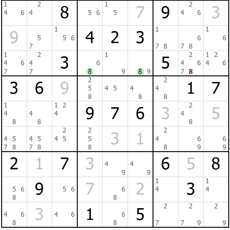 Position des candidats pour la solution de la Gr 3 page 6 du magazine de sudoku Maestro n° 102
