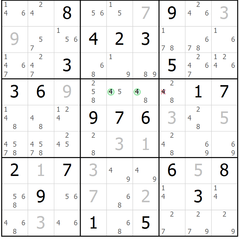 Position des candidats pour la solution de la Gr 3 page 6 du magazine de sudoku Maestro n° 102
