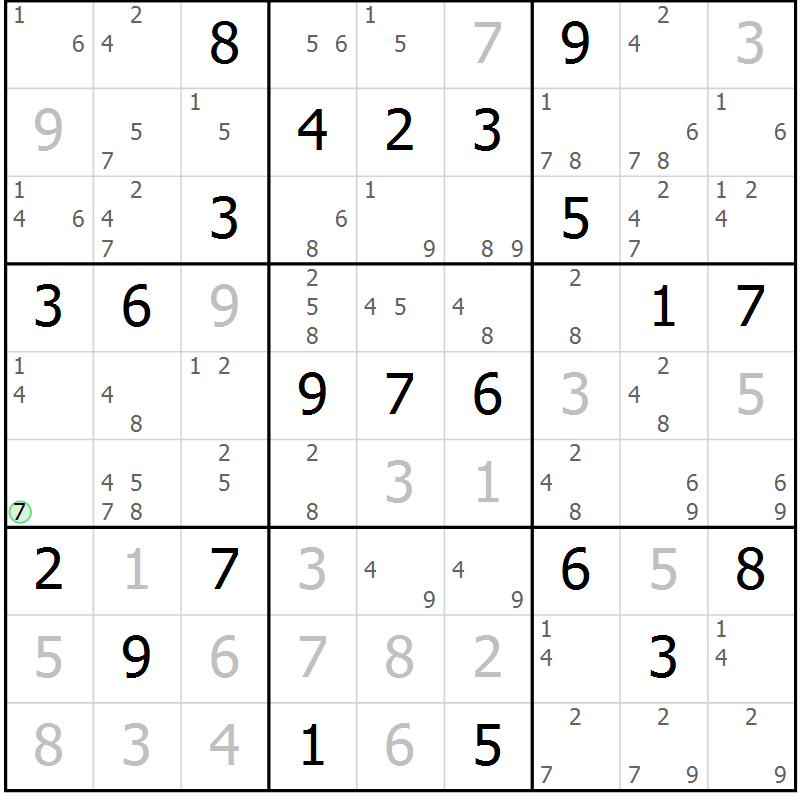 Position des candidats pour la solution de la Gr 3 page 6 du magazine de sudoku Maestro n° 102