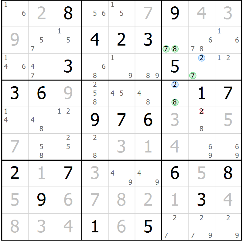 Position des candidats pour la solution de la Gr 3 page 6 du magazine de sudoku Maestro n° 102