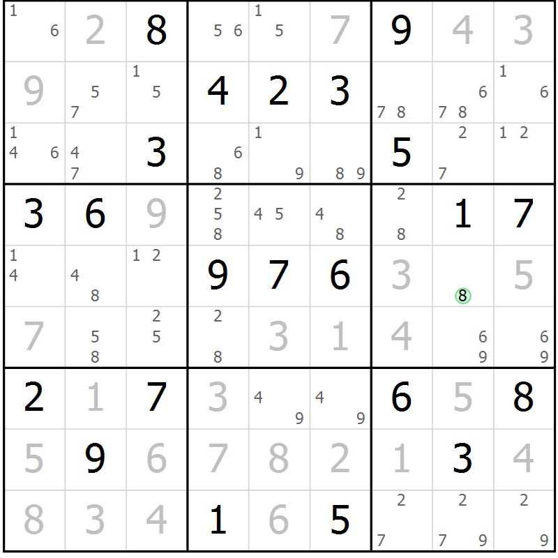 Position des candidats pour la solution de la Gr 3 page 6 du magazine de sudoku Maestro n° 102
