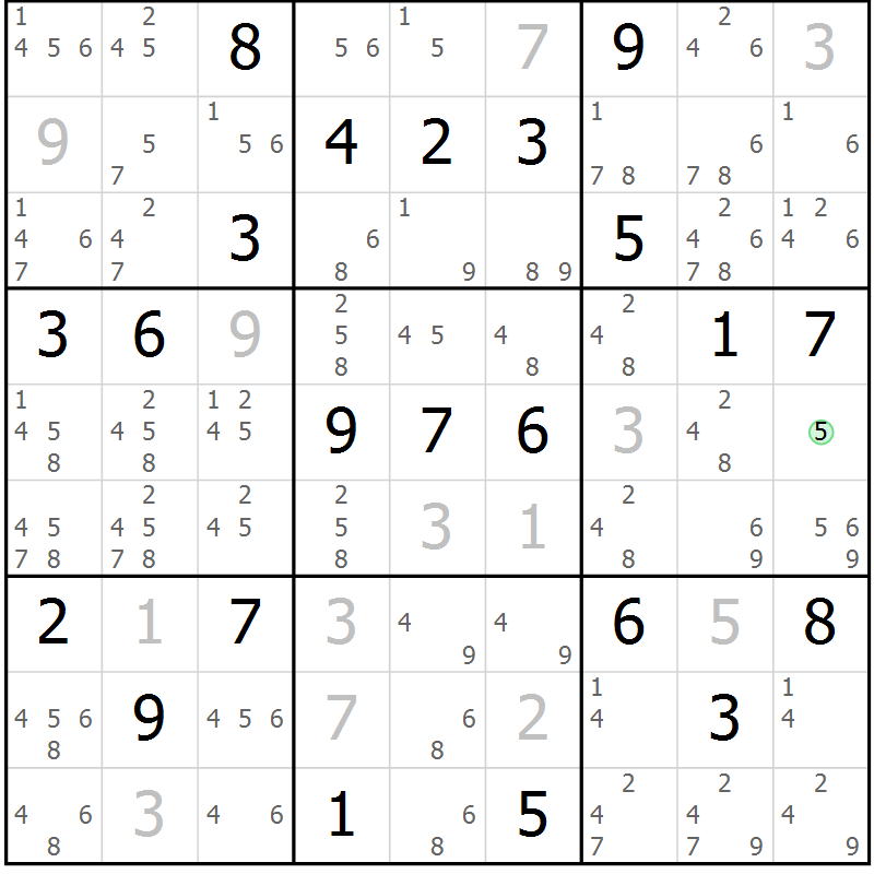 Position des candidats pour la solution de la Gr 3 page 6 du magazine de sudoku Maestro n° 102