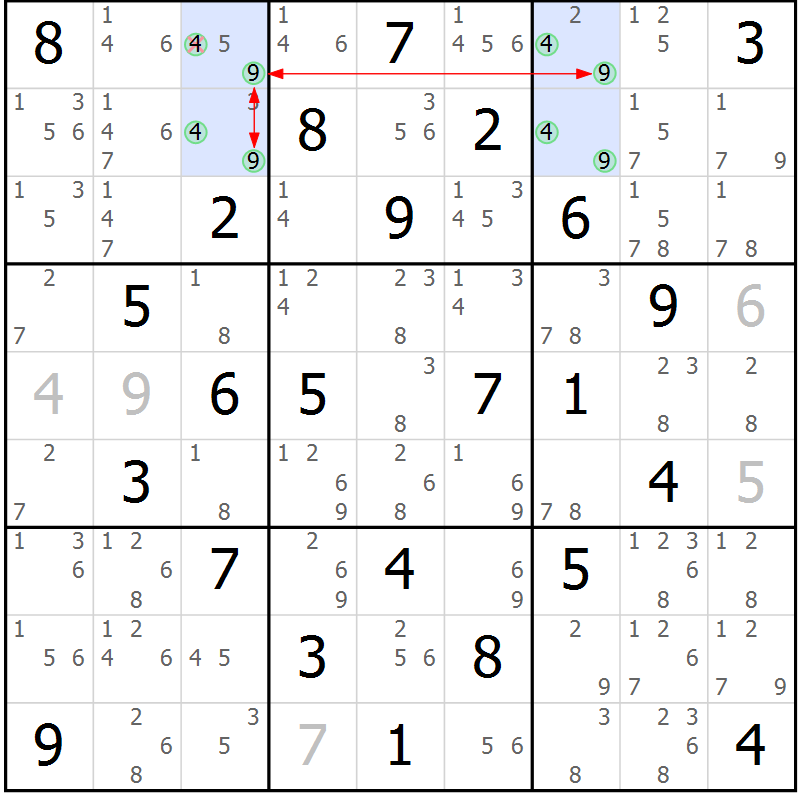 Position des candidats pour la solution de la Gr 30 page 33 du magazine de sudoku Maestro n° 102