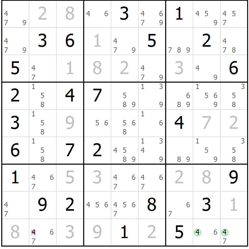 Position des candidats pour la solution de la Gr 31 page 34 du magazine de sudoku Maestro n° 102