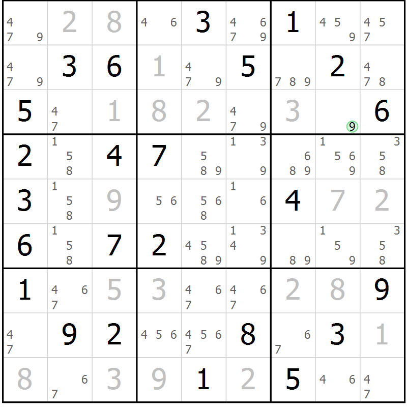 Position des candidats pour la solution de la Gr 31 page 34 du magazine de sudoku Maestro n° 102