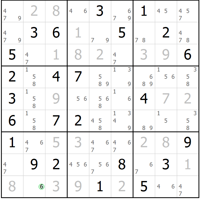 Position des candidats pour la solution de la Gr 31 page 34 du magazine de sudoku Maestro n° 102