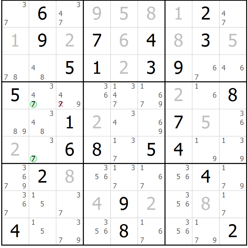 Position des candidats pour la solution de la Gr 32 page 35 du magazine de sudoku Maestro n° 102