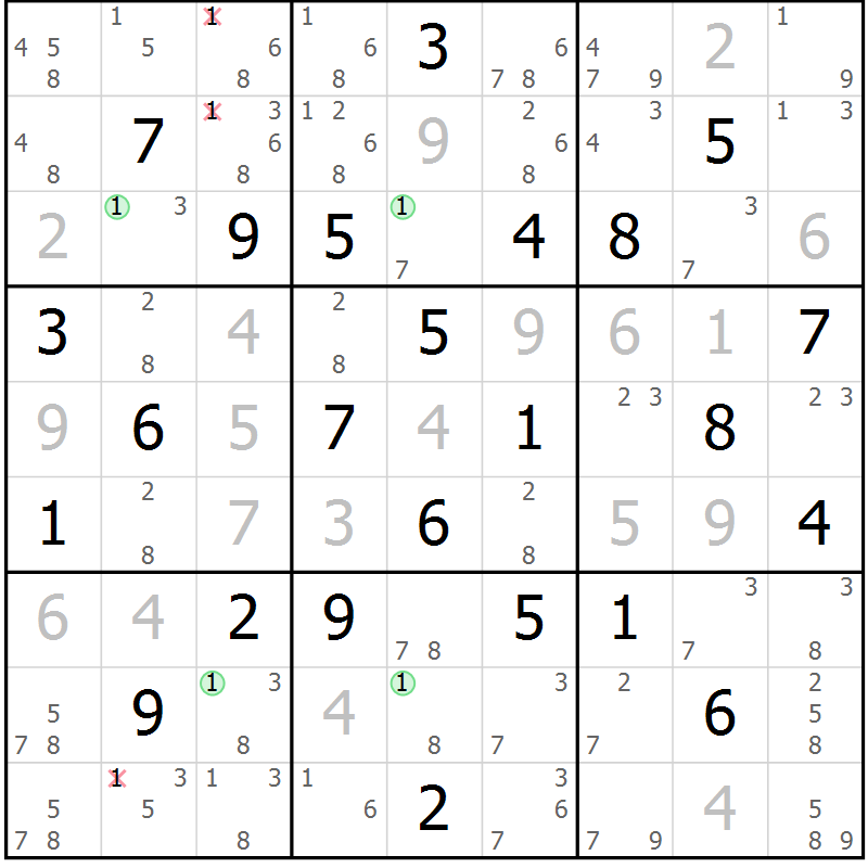 Position des candidats pour la solution de la Gr 34 page 37 du magazine de sudoku Maestro n° 102