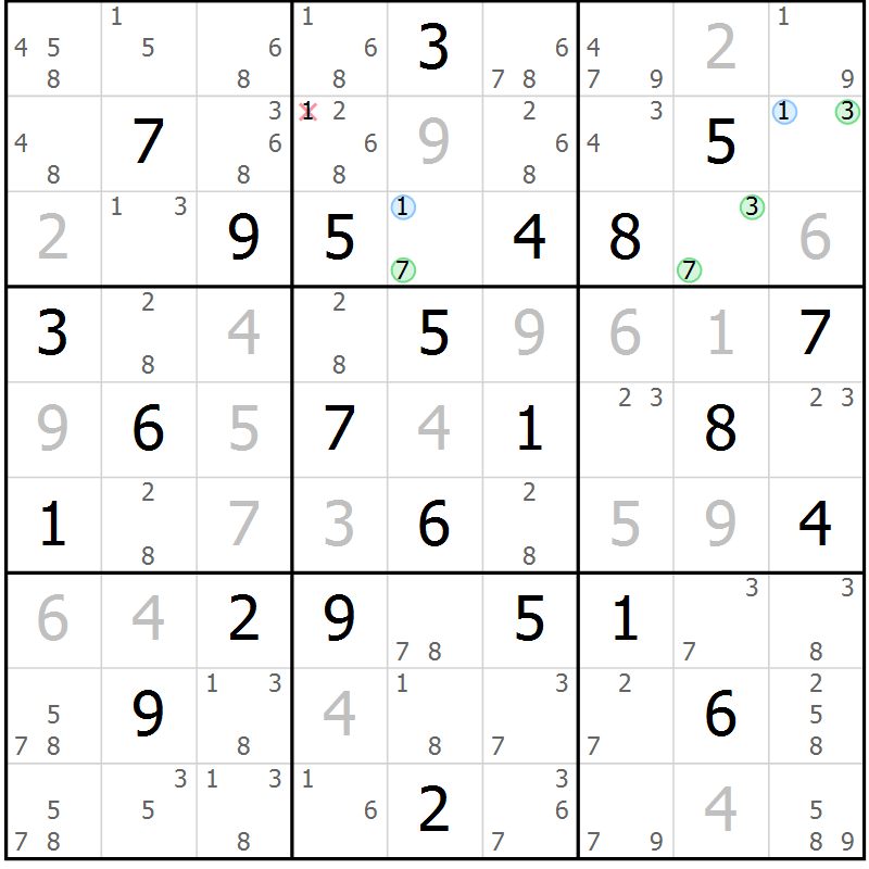 Position des candidats pour la solution de la Gr 34 page 37 du magazine de sudoku Maestro n° 102
