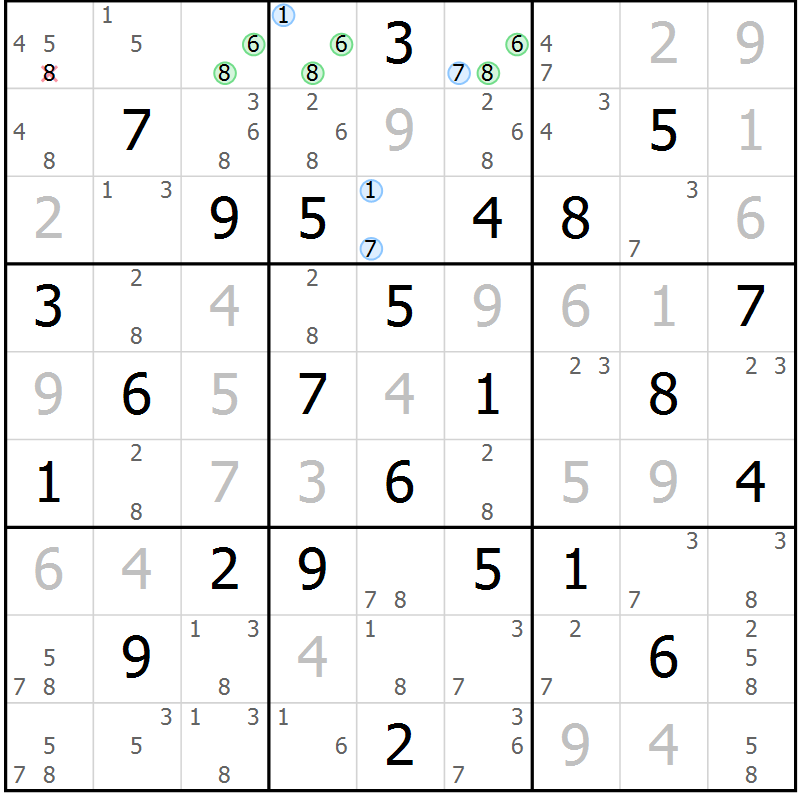 Position des candidats pour la solution de la Gr 34 page 37 du magazine de sudoku Maestro n° 102