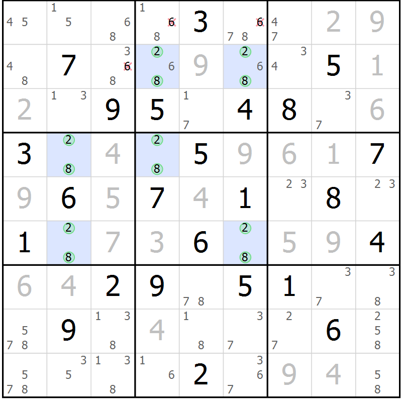 Position des candidats pour la solution de la Gr 34 page 37 du magazine de sudoku Maestro n° 102