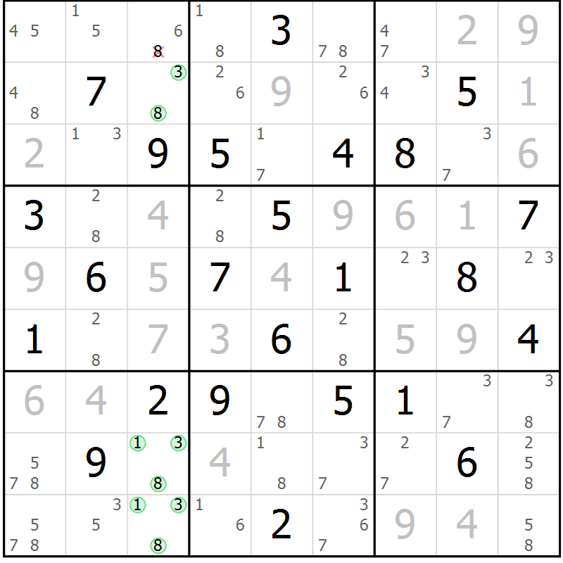 Position des candidats pour la solution de la Gr 34 page 37 du magazine de sudoku Maestro n° 102