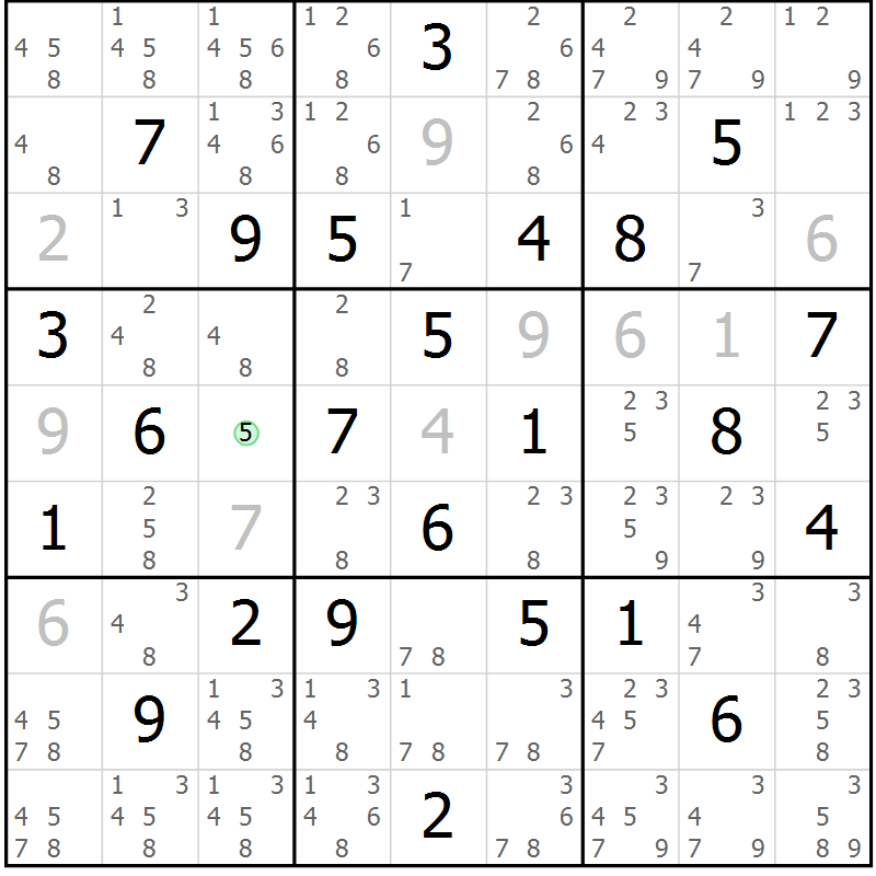 Position des candidats pour la solution de la Gr 34 page 37 du magazine de sudoku Maestro n° 102