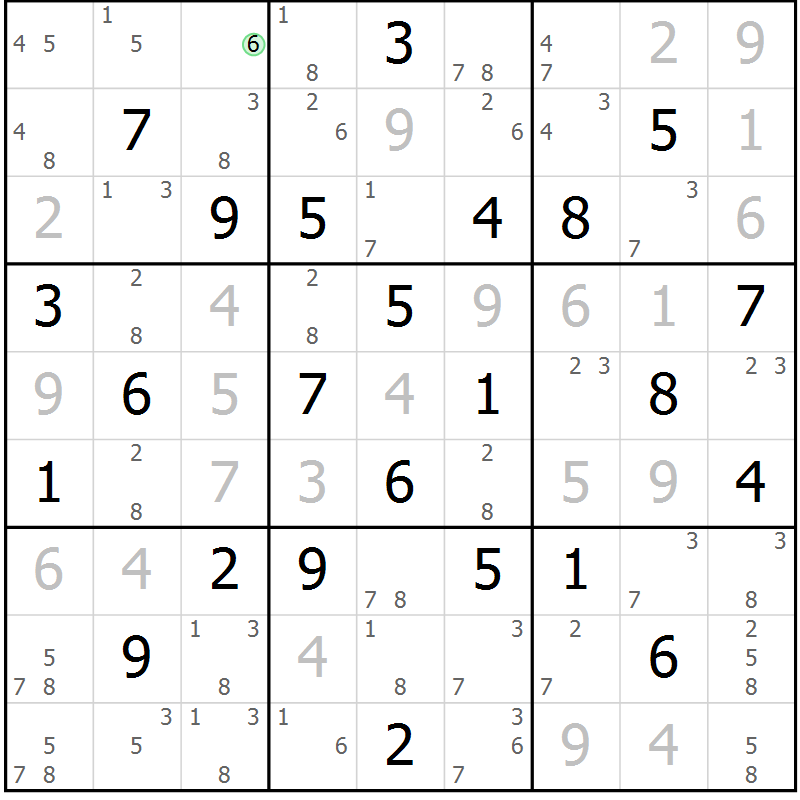 Position des candidats pour la solution de la Gr 34 page 37 du magazine de sudoku Maestro n° 102