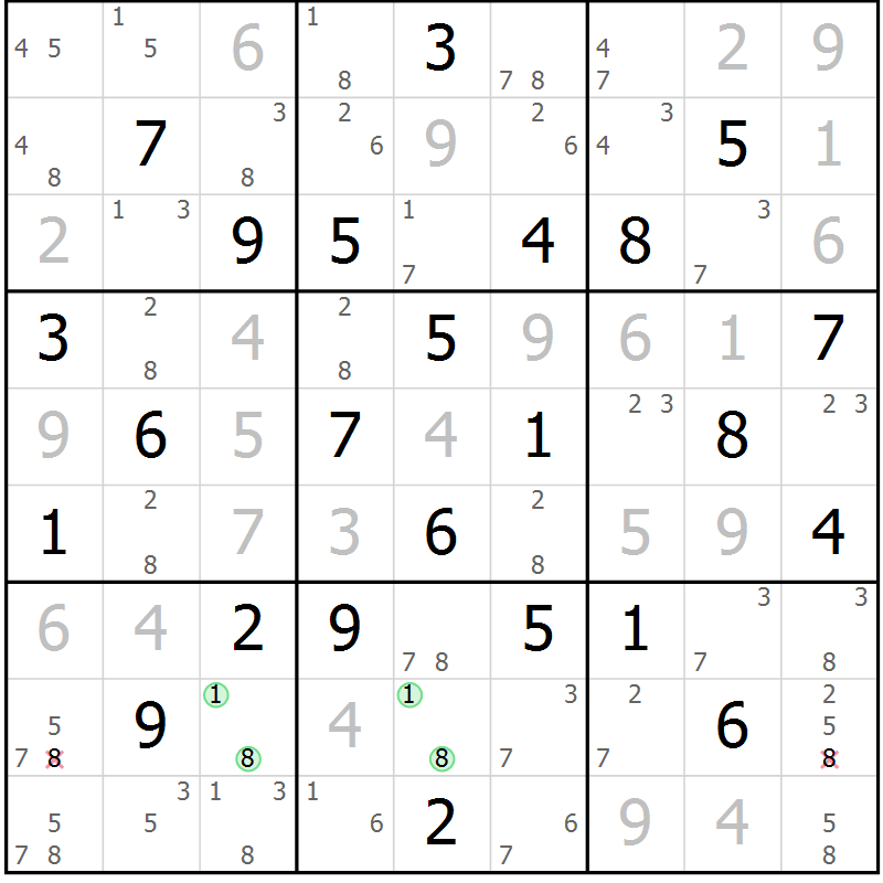 Position des candidats pour la solution de la Gr 34 page 37 du magazine de sudoku Maestro n° 102