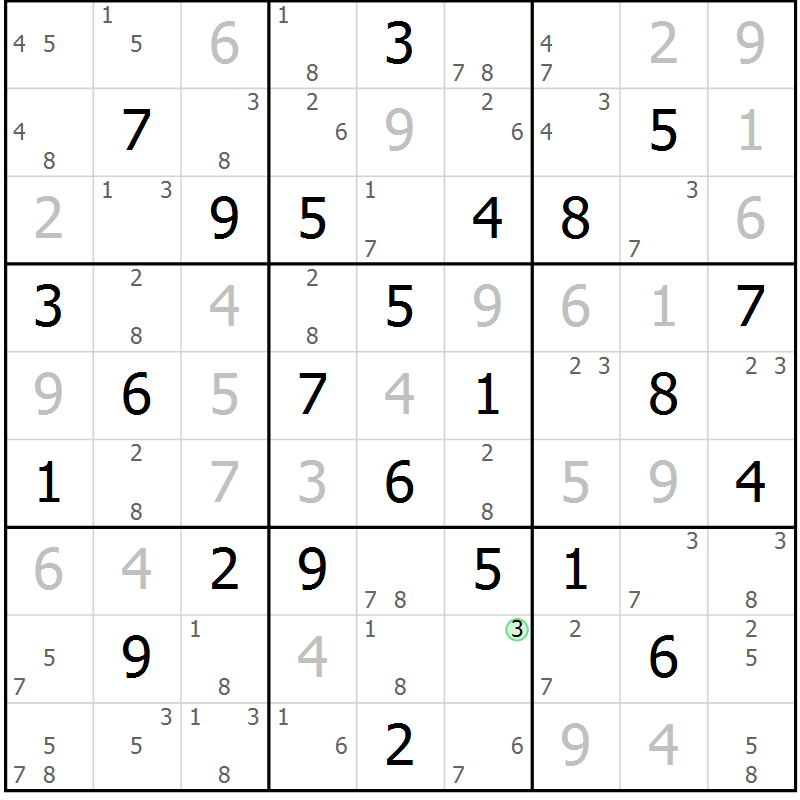 Position des candidats pour la solution de la Gr 34 page 37 du magazine de sudoku Maestro n° 102