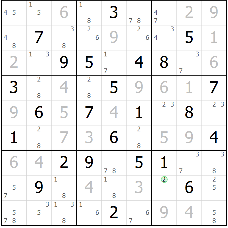 Position des candidats pour la solution de la Gr 34 page 37 du magazine de sudoku Maestro n° 102