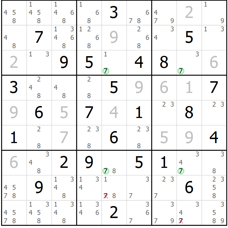 Position des candidats pour la solution de la Gr 34 page 37 du magazine de sudoku Maestro n° 102