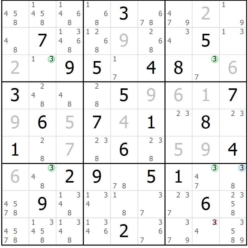 Position des candidats pour la solution de la Gr 34 page 37 du magazine de sudoku Maestro n° 102