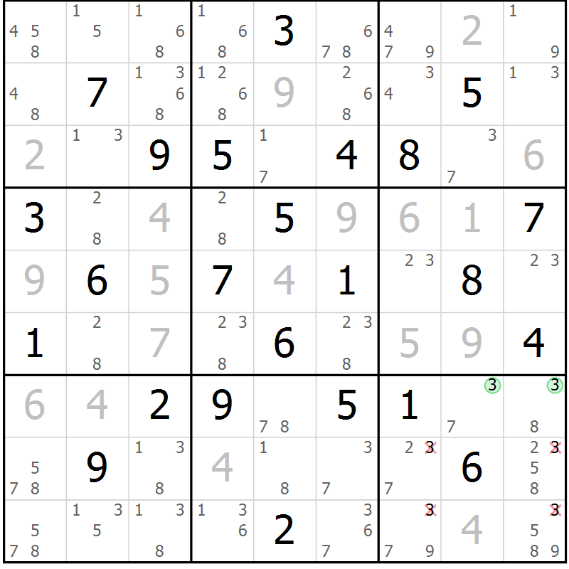 Position des candidats pour la solution de la Gr 34 page 37 du magazine de sudoku Maestro n° 102