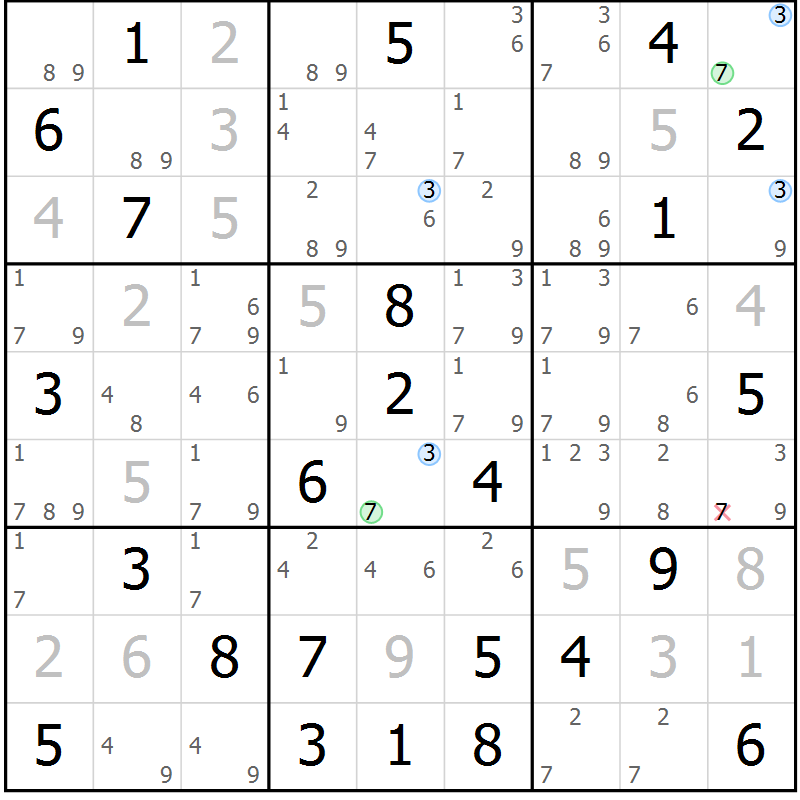 Position des candidats pour la solution de la Gr 35 page 38 du magazine de sudoku Maestro n° 102