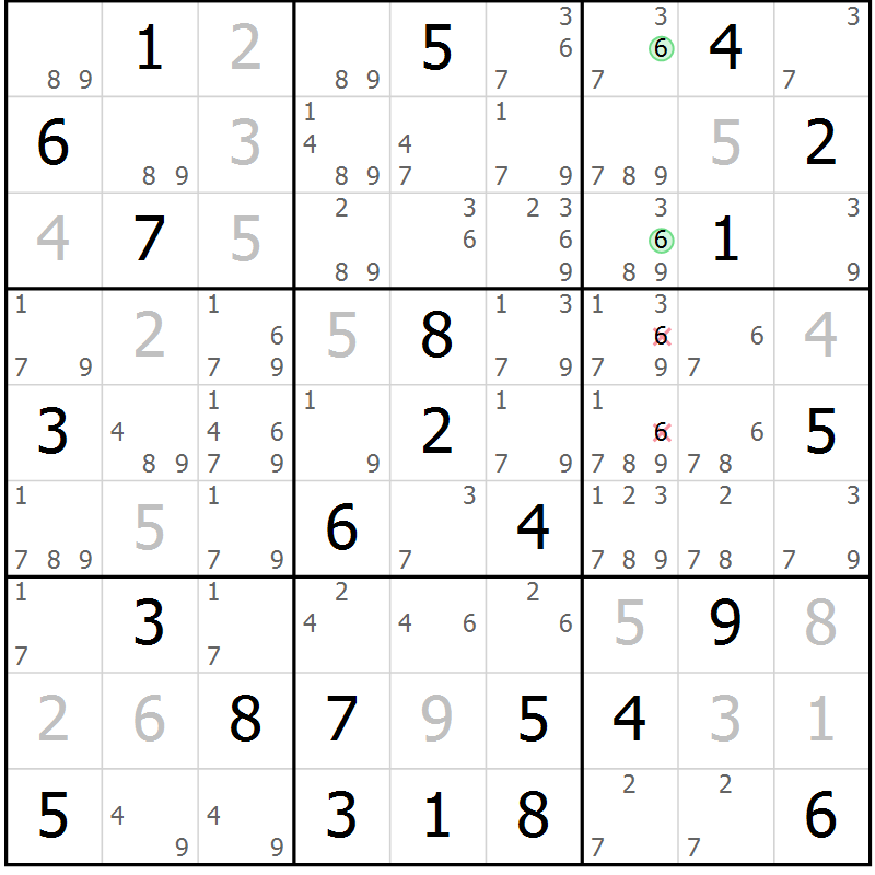 Position des candidats pour la solution de la Gr 35 page 38 du magazine de sudoku Maestro n° 102